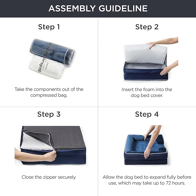 Bedsure Orthopedic Dog Beds Large Sized Dog - Washable Large Dog Cat Bed Waterproof, Comfort Dogs Couch Sofa with Washable Removable Cover, Pet Bed with Nonskid Bottom, Blue Navy, 35"-Mewly Pet