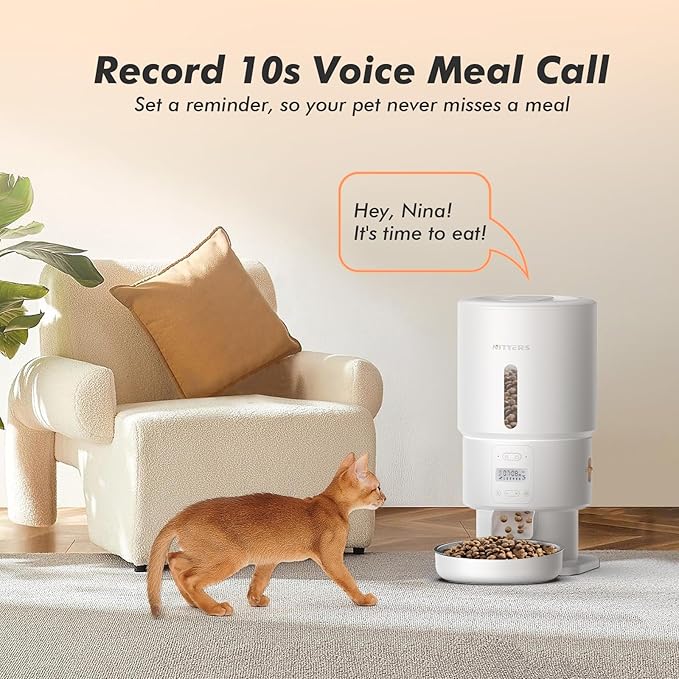 Automatic Cat Feeder - 5L Anti-Clog Cat Food Dispenser with Freshness Preservation, 1-6 Meals/Day, Programmable Portions, 10s Voice, 180-Day Battery Life, Auto Pet Feeder for Multi Cats & Dogs-Mewly Pet