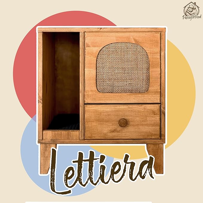 Cat Litter Box | Hidden Litter Box Furniture with Removable Divider | Wooden Cat Washroom Furniture | Indoor Cats House (Wood)-Mewly Pet