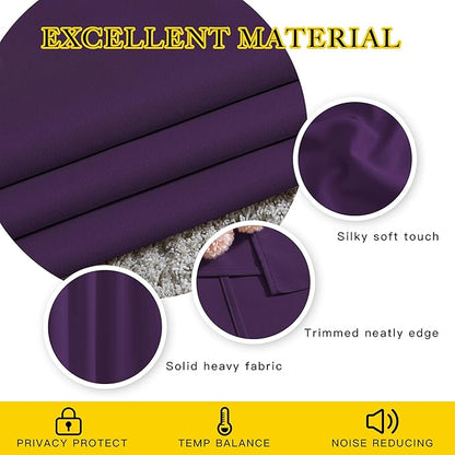 NICETOWN Bedroom Blackout Curtains Panels - Triple Weave Energy Saving Thermal Insulated Solid Grommet Blackout Draperies for Patio (80 inches by 108 Inch, Royal Purple, Set of 2)
