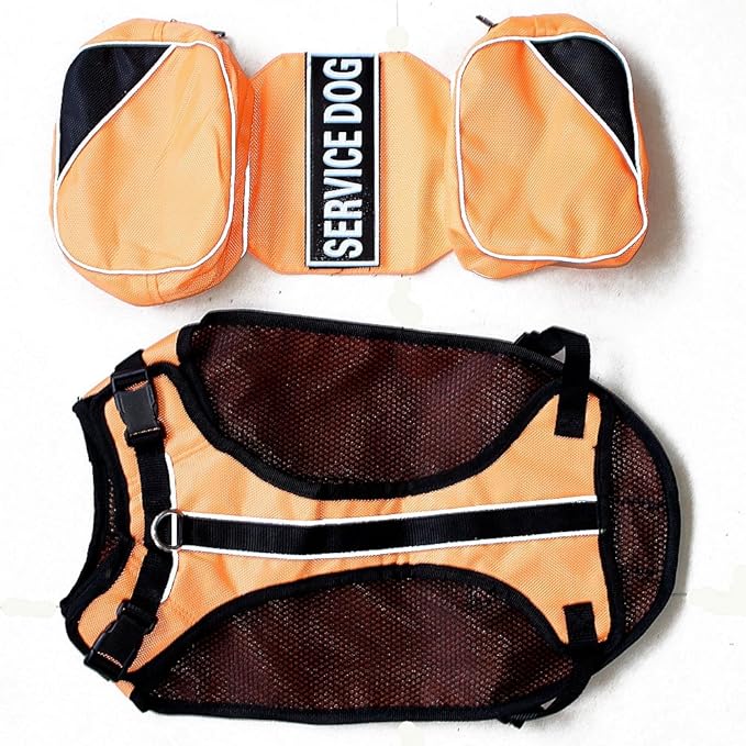 Serijoars Dog Vest Harnesses with Saddlebag Backpack for Camping & Travel - Reflective Hound Hiking Backpack Saddle Bag - Lightweight Vest Harness for Medium & Large Dogs (Orange, S)-Mewly Pet
