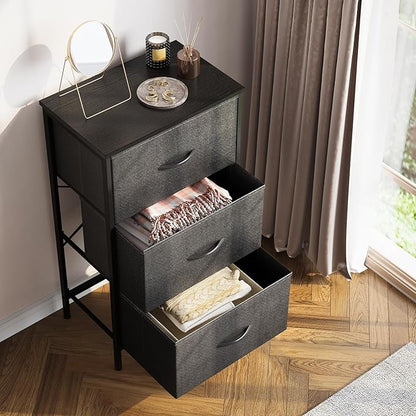 AODK Dresser for Bedroom Nightstand Small Dressers Chest of Drawers End Table for Living Room, Closet Dresser with 3 Storage Drawers Organizer Clothes, Dark Grey