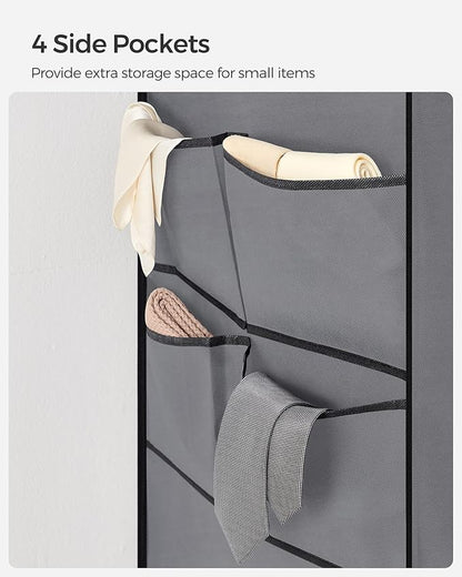 SONGMICS Portable Closet, Wardrobe Closet Organizer with Cover, 4 Hanging Rods and Shelves, 4 Side Pockets, 66.9 x 17.7 x 65.7 Inches, Large Capacity for Bedroom, Living Room, Gray URYG094G02