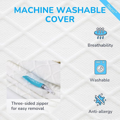 RECCI Memory Foam Mattress Topper, Pressure-Relieving Mattress Topper for Back Pain, Non-Slip Design with Removable & Washable Cover, CertiPUR-US Certified, 2 Inch Full
