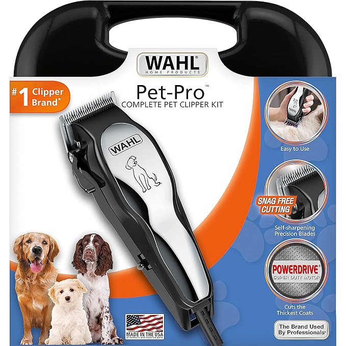 Wahl USA Clipper Pet-Pro Dog Grooming Kit - Electric Corded Dog Clipper for Dogs & Cats with Fine & Medium Coats - Model 9281-210-Mewly Pet