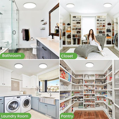 zemty LED Ceiling Light 9Inch - 24W 2400LM Small Led Lighting Fixture for Ceiling, 3000K-4500K-6000K Selectable, Super Thin & Low-Profile Flat Ceiling Lamp for Bedroom Kitchen Bathroom - 2Pack