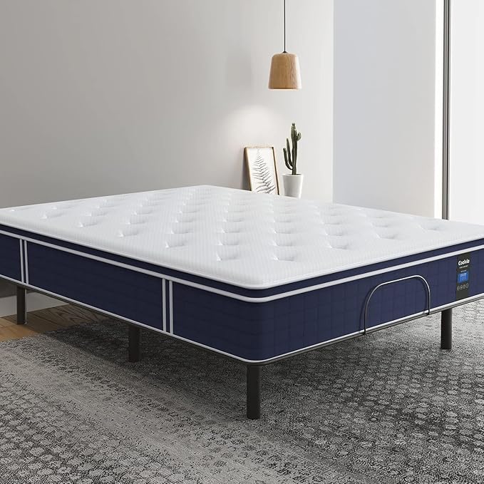 Coolvie Firm King Size Mattress 12 Inch for Adults, Hybrid King Mattress in a Box with Cooling Memory Foam, Pocket Spring for Motion Isolation, Extra Lumbar & Shoulder Support for Pain Relief, 80"x76"