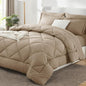 CozyLux King Size Comforter Set Taupe - 7 Pieces Bed in a Bag King, Luxury Soft Bed Set for All Seasons, Bedding Set with Down Alternative Comforter, Sheets, Pillowcases & Shams
