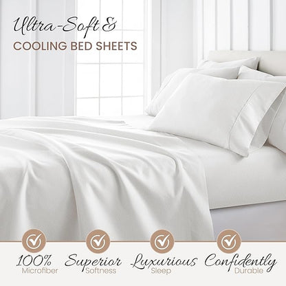 Linen Market Double-Brushed Patterned Microfiber Queen Sheet Set 4 Piece – Oeko-TEX Certified Ultra Soft & Wrinkle-Free - 16" Deep Pocket Sheets - Easy Care Queen Size - Stippled Light Gray