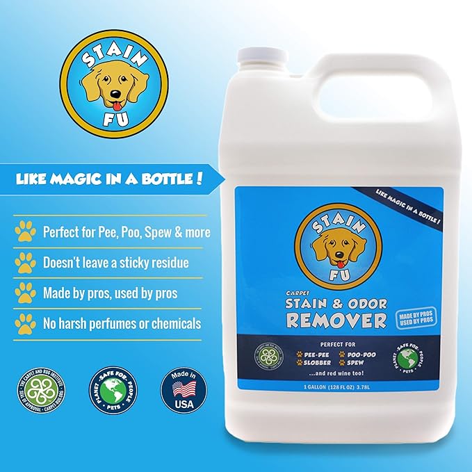 Pet Stain Odor Remover Professional Strength Powerful Eliminator for Tough Dog Cat Pet Urine Pee Poop Feces Vomit Slobber Drool Blood Wine Coffee Home Kennel Car RV Office (1 Gallon)-Mewly Pet