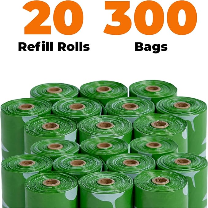 Best Pet Supplies Poop Bags for Dogs, 50% Post-Consumer Recycled Content dog waste bags on rolls, fits all poop bag holders for leashes - 300 Count, Green, Lavender Scented-Mewly Pet