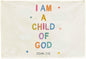 Christian Bible Verse Scripture Rectangular Banner Flag Wall Sign Decor Gift for Baby Girl Women-Nursery Baby Room Bedroom Decor-Baby,Shower Birthday Christmas Gift-I am a Child of God