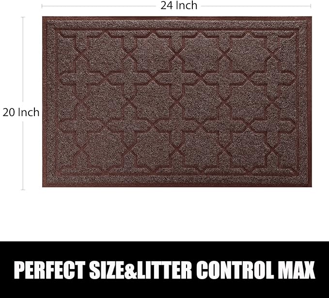 Yimobra Cat Litter Mat, 24"x20" Litter Mat with Litter Lock Mesh, Soft Cat Litter Mat Litter Trapping Mat, Easy to Clean, Non-Slip, Water Resistant, Litter Free Floors, Dark Coffee-Mewly Pet