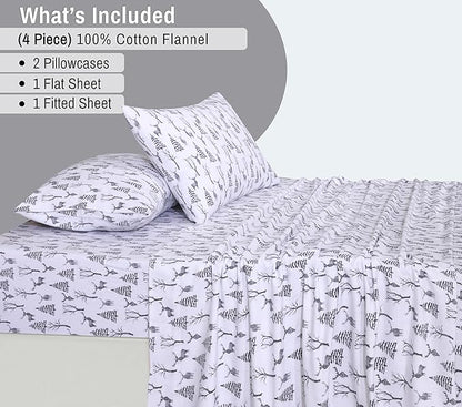 RUVANTI Flannel Sheets Queen Size - 100% Cotton Double Brushed Bed Sheets, Deep Pockets 16 Inches Queen Sheet Set, All Seasons Breathable & Extra Soft - Warm & Cozy, 4 Piece, Dry Winter