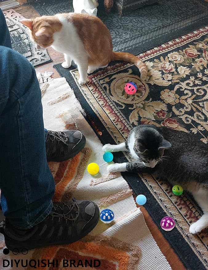 40-Piece Cat Toy Variety Pack for Indoor Cats and Kittens, Bouncy Paws (1.5'' - 2.2'', Cat Toys Deluxe Pack)-Mewly Pet