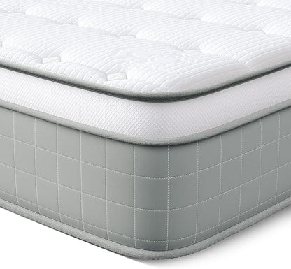 Vesgantti Queen Mattresses, 10 Inch Innerspring Hybrid Queen Size Mattress, Pressure Relief Pocket Spring Mattress in a Box with Breathable Memory Foam, Medium Firm, CertiPUR-US Certified