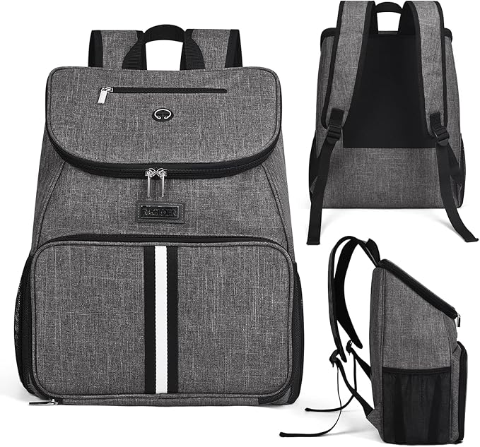 BAGLHER丨Dog Travel Bag, Airline Approved Pet Supplies Backpack, Dog Travel Backpack Accessories Set with 2 Silicone Collapsible Bowls and 2 Food Baskets, Gray-Mewly Pet