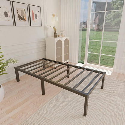 ALDRICH 14 Inch Metal Twin Bed Frame - Single Black Basic Steel Slats Platform, Easy Assembly Heavy Duty Noise Free Bedframes, No Box Spring Needed