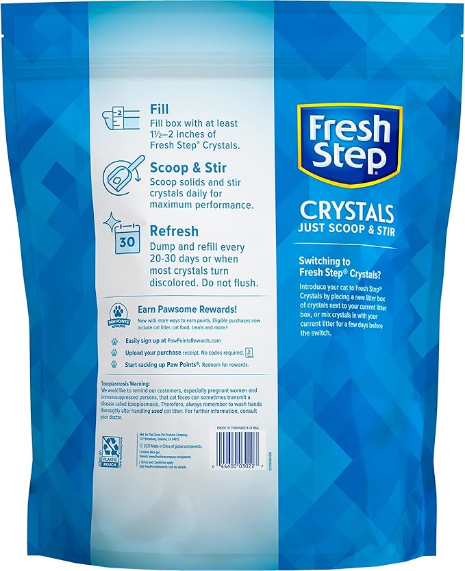 Fresh Step Crystals, Premium Cat Litter, Scented, 8 Pounds, Pack of 2 (Package May Vary)-Mewly Pet