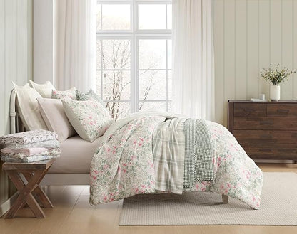 Laura Ashley - Flannel Sheets Full Size, Anti-Pilling & Wrinkle Resistant Cotton, Touchably Soft for All-Season Comfort - Bed Sheets with Matching Pillowcases & Fitted Sheet (Holiday Pups Green)