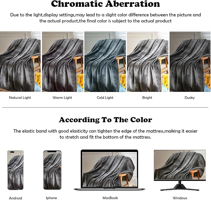 NEWCOSPLAY Super Soft Throw Blanket Dark Grey Premium Silky Flannel Fleece Leaves Pattern Lightweight Bed Blanket All Season Use (Dark Grey, Throw(50"x60"))