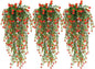 Faux Hanging Plants Hanging Greenery Outdoor Artificial Vines for Outdoors Hanging Plants with Flowers Artificial Hanging Plants Indoor Outdoor Wall Garden Wedding Interior Decoration(Orange Red)