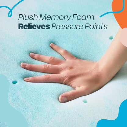 Linenspa 4 Inch Gel Swirl Memory Foam Mattress Topper – Cooling Gel Infused – Pressure Relieving Bed Topper - Mattress Pad – CertiPUR Certified - Twin Size
