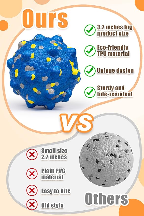 3.7'' Dog Balls for Dogs Aggressive Chewers Indestructible Tennis Durable Bouncy Interactive Dog Toy for Fetch Game Floating Balls (Grey Large)-Mewly Pet