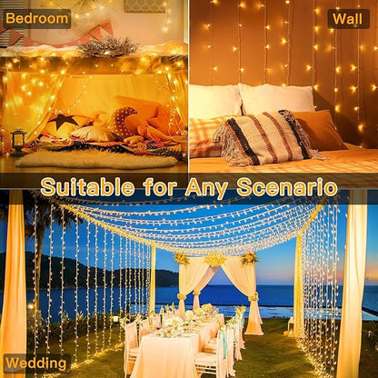Ollny Christmas Lights Outdoor Waterproof, 1000LED 328FT Super Long String Lights with Remote 3 Timer, Plug in 8 Modes Fairy Light for Outside House Bedroom Xmas Decorations, Warm White