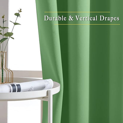 NICETOWN Blackout 102 inch Curtains for Living Room, Grommet Thermal Insulated Room Darkening Curtains for Bedroom/Living Room, 2 Panels, W52 x L102, Forest Green