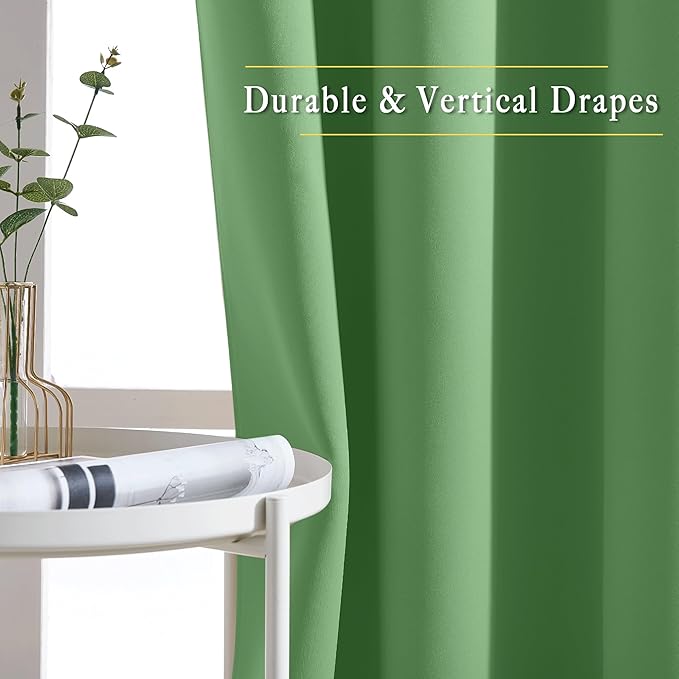 NICETOWN Room Darkening Curtains for Room Divider, Grommet Thermal Curtains Light & Sound Reducing Window Treatments for Sliding Glass Door, W66 x L118, Forest Green, 2 Panels