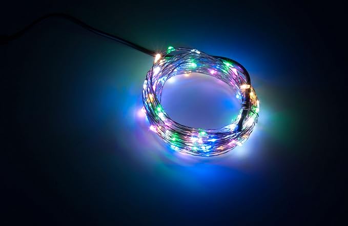 Karlling USB Plug in LED Fairy Lights,100 LED Bulbs 33 Ft Silver Wire Waterproof Starry String Lights for Bedroom Patio Garden Party Wedding Commercial Lighting (RGB)