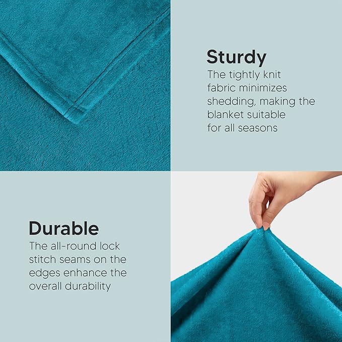 Utopia Bedding Fleece Blanket Throw Size Turquoise 300GSM Luxury Anti-Static Fuzzy Soft Microfiber Blanket for Couch, Sofa and Bed (60x50 Inch)