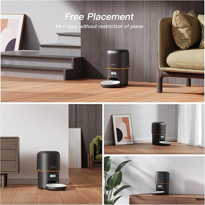 Automatic Cat Feeder - 2L Cat Food Dispenser, Timed Auto Pet Feeder with 180-day Battery Life, 1-6 Meals Per Day, 1-16 Portion, Ceramic Bowl, Desiccant Bag Keeps Dry Food Fresh, Also for Small Dogs-Mewly Pet