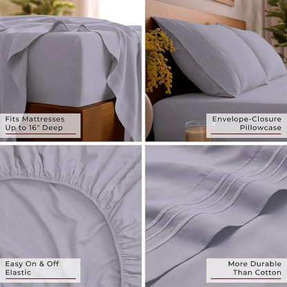 Mellanni Full Sheets Set - 4 PC Iconic Collection Bedding - Hotel Luxury, Extra Soft, Cooling Bed Sheets - Wrinkle, Fade, Stain Resistant (Full, Lavender)