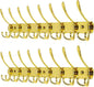 Dseap Coat Rack Wall Mount - 29.5” Long 8-Tri-Hooks Heavy Duty Coat Hanger Rail Wall Hooks for Hanging Coats Hats Clothing Clothes Purse Mudroom Entryway, Gold, Pack of 2