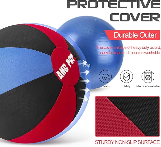 Herding Ball for Dogs Horse Ball& Cover 25" for Horses Large with Hand Pump for Play, Red and Blue and Black-Mewly Pet