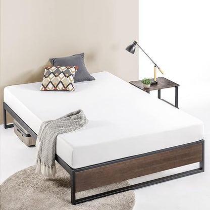ZINUS GOOD DESIGN Award Winner Suzanne 14 Inch Bamboo and Metal Platforma Bed Frame, No Box Spring Needed, Wood Slat Support, Grey Wash, Queen