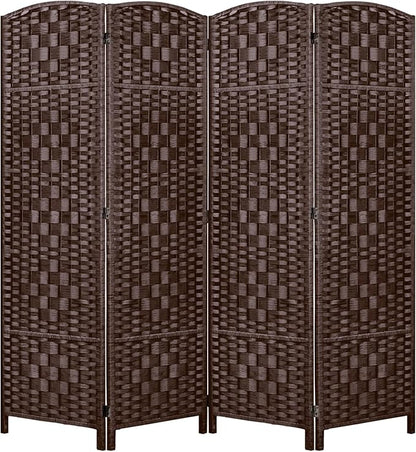 Rose Home Fashion Room Divider, 6 ft Tall Room Dividers and Folding Privacy Screens, 16in Privacy Screen 4 Panel Brown Space Temporary Wall Foldable Partition Separation