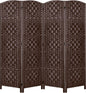 Rose Home Fashion Room Divider, 6 ft Tall Room Dividers and Folding Privacy Screens, 16in Privacy Screen 4 Panel Brown Space Temporary Wall Foldable Partition Separation