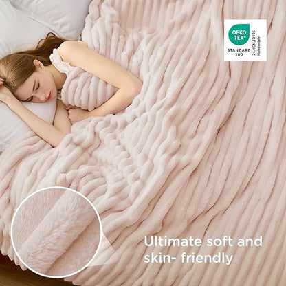 Bedsure GentleSoft Blankets Queen Size for Bed - Cozy Soft Blankets for Women, Cute Large Fleece Throws for Girls, Crystal Pink, 90x90 Inches