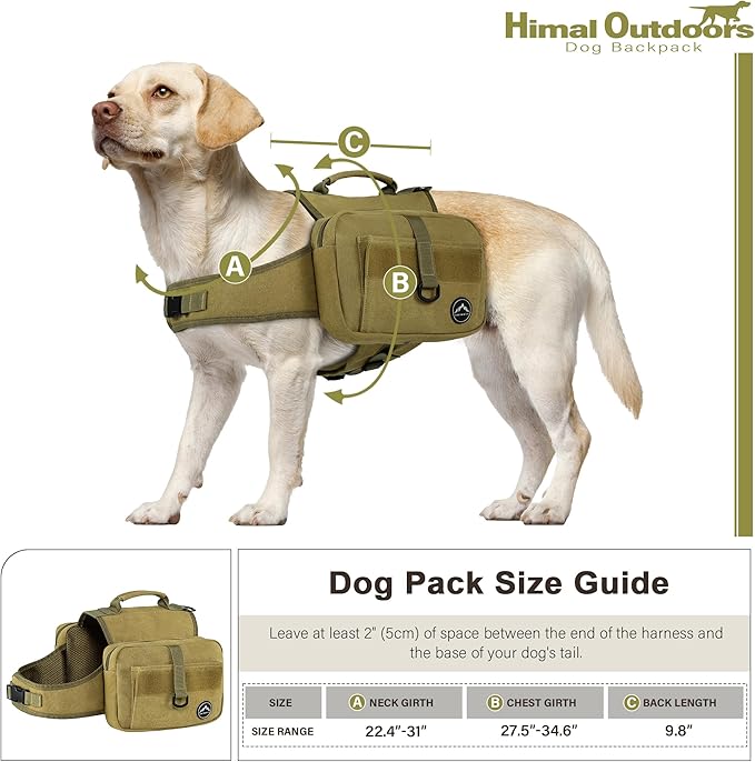 Himal Outdoors Dog Backpack & Saddle Bag, Tactical Hiking Backpack for Large Dogs with Side Pockets & Adjustable Strap-Mewly Pet