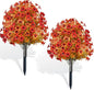 2 Pack Fall Artificial Mums Topiary Ball Tree with Ground Spike Boxwood 25" UV Resistant Fake Greenery Shrub Faux Violet Plant Fall Decorations Flower for Garden Yard Porch Patio Autumn Outdoor Decor
