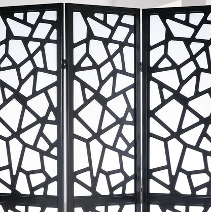 Roundhill Furniture Giyano 4 Panel Screen Room Divider, 70"W x 70"H, Black