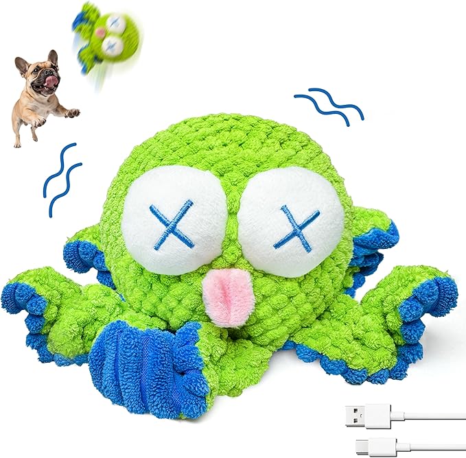 Interactive Octopus Dog Toys – Rechargeable Dog Squeaky Toy with Bouncing Ball, Music, Recording & Silent Modes – Moving Toys to Keep Dogs Busy for Small, Medium & Large Breeds-Mewly Pet