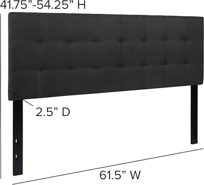 Flash Furniture Bedford Tufted Upholstered Headboard for Queen Size Bed, Contemporary Fabric Tufted Headboard with Adjustable Height, Black