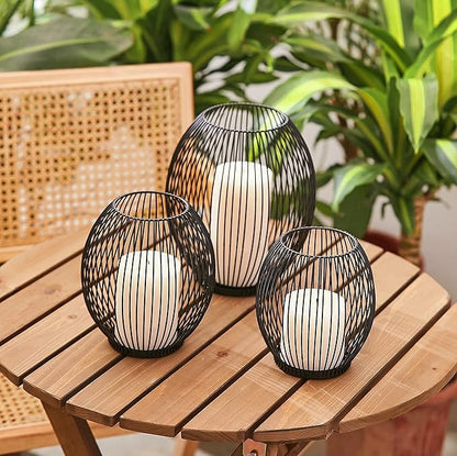 OLEEK Large Metal Candle Holder - Outdoor Lanterns for Patio - Iron Candle Holder - Decorative Candle Holders for Pillar Candles - Table Candles Holders Decor - Iron Candle Stands - Candles Holder
