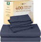 California Design Den 6-Pc Queen Size Sheet Set with 4 Pillowcases - 400 Thread Count 100% Cotton Sheets, Cooling Sateen Weave, Luxury Deep Pocket Bedsheets Set - Indigo Dusty Blue