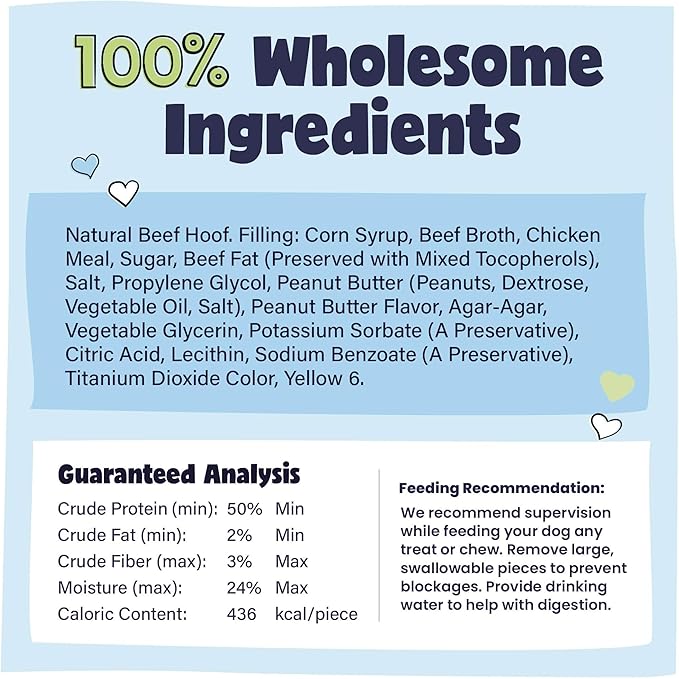 Pawstruck Peanut Butter Filled Cow Hooves for Dogs – Made in USA, Long-Lasting Dental Treats and Chews – Beef Hoof – 5 Count – Packaging May Vary-Mewly Pet