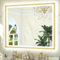 TETOTE 48x40 LED Bathroom Mirror with Lights Gold Metal Framed Front & Back Light Vanity Mirror Baroque Antifog Stepless Dimmable White/Warm/Natural,CRI90+,Waterproof,Wall Mounted(Horizontal/Vertical)